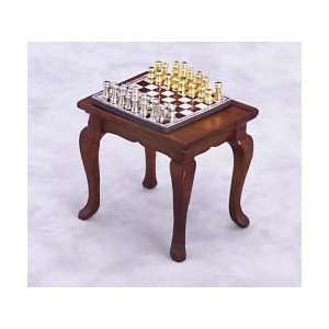  Dollhouse Miniature Chess Set and Walnut Table Everything 