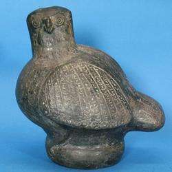 16th C. Chimu (Peru) Blackware Art Pottery Owl Vessel  