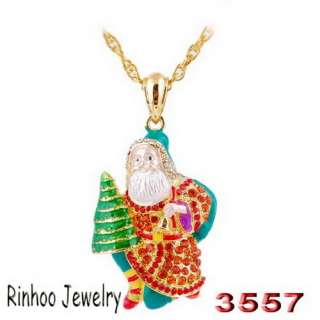 HOT SALE Christmas tree bells Santa Claus necklace 46*34mm 2PCS W31101 