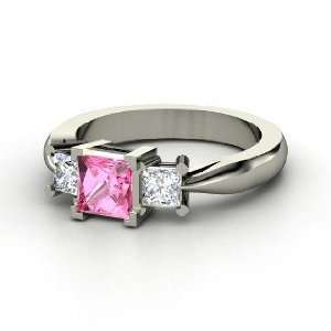  Ariel Ring, Princess Pink Sapphire 14K White Gold Ring 