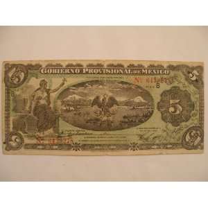  1914 Cinco Pesos Gobierno Provisional De Mexico 