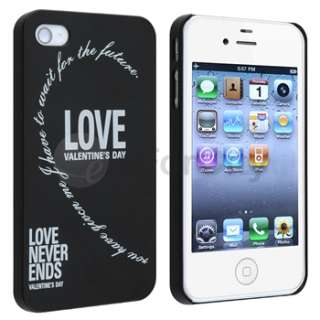 2pcs New White Black Love Heart Hard Case Cover For iPhone 4G 4S 