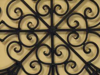 XL Black Metal Wrought Iron Wall Art Detailed Scrollwork Grille (20in 
