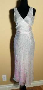 Tibi Whisper Silk Tulip Print Dress Sz 2 ~ Faux Wrap White & Pink 