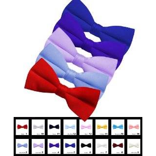  Boys Satin Bow Ties in Clip On and Banded Style Clothing