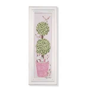  pink bunny topiary white frame