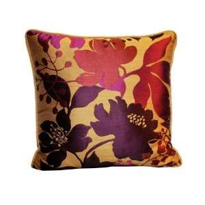  Rose Tree Monrovia 18 Inch Square Floral Pillow, Gold 