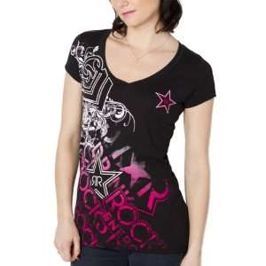 Metal Mulisha Rockstar Coalition Vneck Womens Short Sleeve Sportswear 