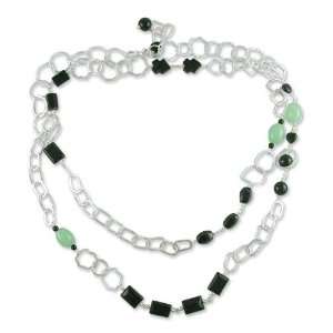  Jade and onyx long necklace, Liaison Jewelry