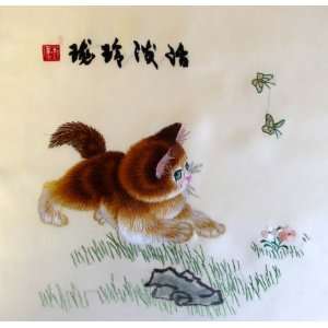  Chinese Hunan Hand Silk Embroidery Cat 