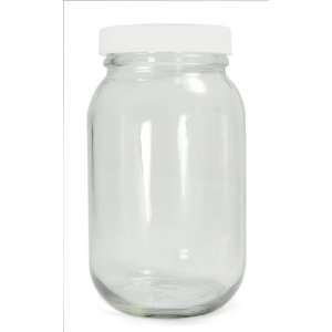  01778 Clear Glass Standard Wide Mouth Bottle with 58 400 White Metal 
