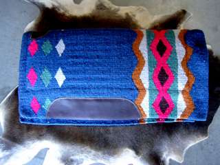 WOOL WESTERN SHOW TRAIL SADDLE FUR PAD RODEO BLUE PINK  