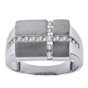 10k White Gold Diamond Mens Ring (1/2 cttw, H I Color, I2 