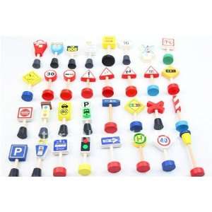  30pcs wood city traffic signs toy safety cognition education 