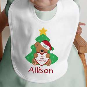  My First Christmas Personalized Baby Bib Baby