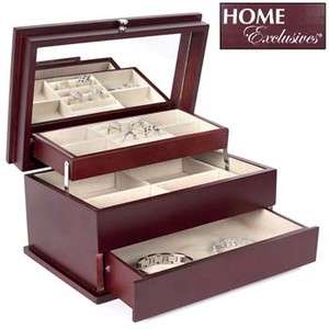 Home Exclusive EZ Glide Jewelry Box Made With Cherry Wood Brand New 