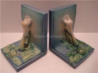 Rare Art Deco ROSEVILLE POTTERY Thorn Apple #3 Bookends  