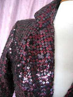 THE GILBERTS FOR TALLY, NEW YORK SEQUINED JACKET HAS GLOSSY WINE AND 