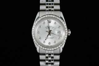 Mens Rolex Silver Diamond Dial Beadset Datejust Watch  