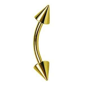  16 Gauge 1/4   Solid 14K Yellow Gold SPIKE Curved / Bent 