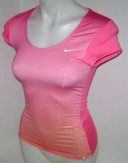 New Nike Women Dri Fit Set Point Cap Sleeve Tennis Top Pink  