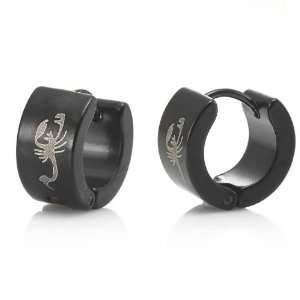  Unique Black Scorpion Style Stainless Steel Hoop Earrings 