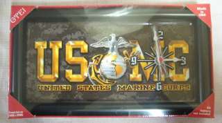 NEW* United States Marine Corps License USMC Plate Framed Clock 