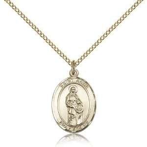 Gold Filled St. Saint Anne Medal Pendant 3/4 x 1/2 Inches 