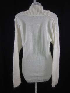 CREW White Knit Long Sleeve Shawl Sweater Sz L  