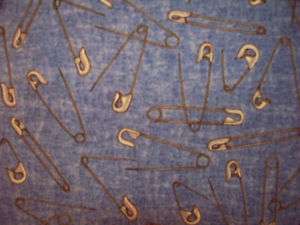 SAFETY PINS BLUE SEWING MS SEW COTTON FABRIC  