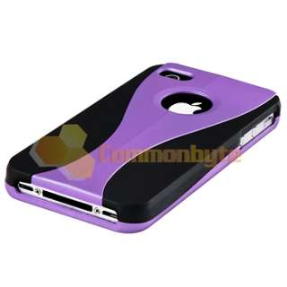 Purple Rubber Hard Case Cover+PRIVACY Filter Protector for iPhone 4 G 