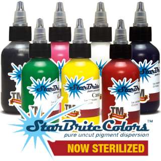 Starbrite 7 FAVORITE Colors Sterile Tattoo Ink 1/2 OZ Starbright 