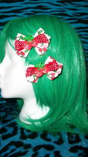 Rockabilly Pinup Cherry Polka Dot Hair Bows *U Choose*  