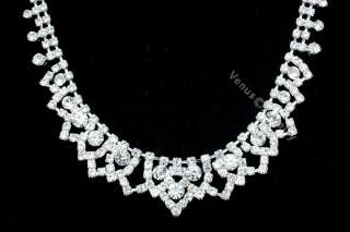 Bridal Wedding Prom Crystal Necklace Earrings Set 1256  