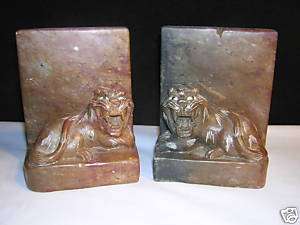 Pair of Alabaster Lion Bookends  