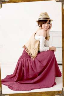 Casual Women Zipper Soft Cotton Beach Wear Long Skirt 3 Colors 1527 