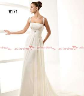 Simple Spaghetti Strap Chiffon White/Ivory Bridal Beach Wedding Dress 