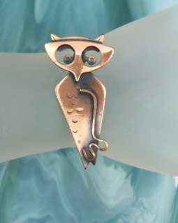 Vintage KIM Mod Modernist Copper Owl Brooch Pin  