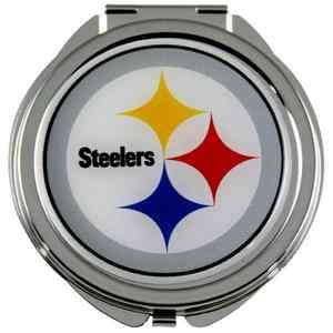 PITTSBURGH STEELERS COMPACT MIRROR WITH FLOWER ETCHED DESIGHN ON 