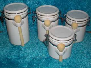 Alco Ceramic Airtight Canisters w/ Wooden Spoons~4pcSet  