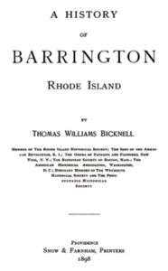 1898 Genealogy & History of Barrington Rhode Island RI  