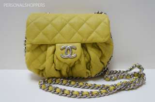 KILLER 12C CHANEL YELLOW LEATHER SMALL FLAP CHAIN AROUND BAG  