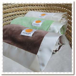 Organic Baby Blanket Cotton Bamboo Soft Silk Trim Crib  