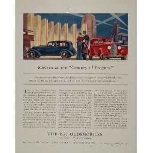  1933 Ad Oldsmobile Car Science Hall Chicago Exposition 