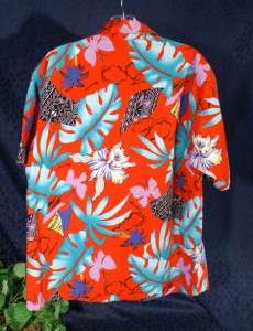 Red Floral EDs CUSTOM TAILOR II Hawaiian Shirt L  