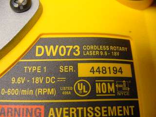 DEWALT DW073 CORDLESS ROTARY LASER 9.6V   18V  