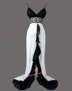 Stunning Lace Open V Neck Evening Dresses S M L XL 2XL White  
