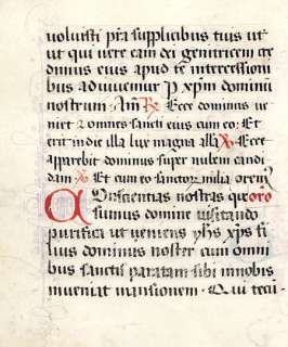   BOOK OF HOURS LEAF ITALY c.1460 ILLUMINATED MANUSCRIPT  large initials