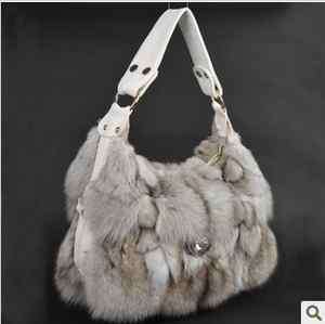   Recommend genuine fox fur bag handbag natural color best gift for xmas