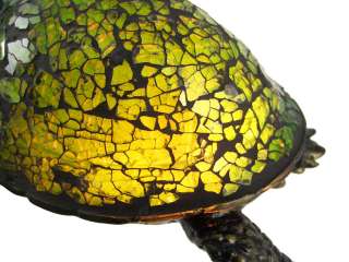 Cute Mosaic Green Glass Sea Turtle Accent Lamp Crush  